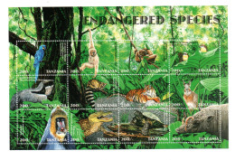 Tanzania 1998 Set Endangered Animals/Monkeys (Michel 2952/63) Nice MNH - Tansania (1964-...)