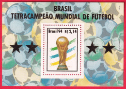 BRAZIL STAMPS 1994, MINIATURE SHEET, FIFA WORLD CUP FOOTBALL, MNH - Neufs