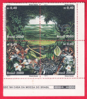 BRAZIL STAMPS 2000, SETENANT BLOCK OF 4, FAUNA, MNH - Neufs