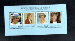 Barbados 1997 Sheet Royals/Princess Diana (Michel Block 35) MNH - Barbades (1966-...)
