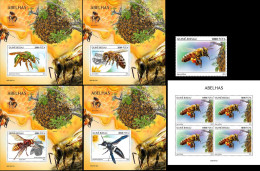 Guinea Bissau 2021, Animals, Bees 2, 1val +4val In BF+4BF - Abeilles