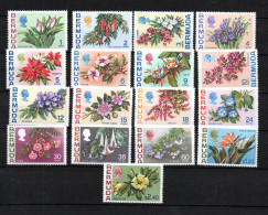 Bermuda 1970/76 Old Set Def. Stamps Flowers (Michel 244/60) Nice MNH - Bermudes