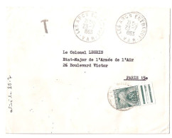 LES ARCS ENTREPOT Var Lettre Non Affranchie TAXE 0,50 F Gerbes Vert Yv T 93 Ob Paris XV 1963 - 1960-.... Lettres & Documents