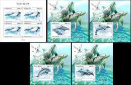 Guinea Bissau 2021, Animals, Dolphins II, 4val In BF+BF - Dolphins