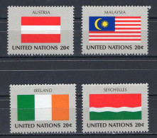 United Nations UN New York Serie 4v 1982 Flag Serie Austria Malaysia Ireland Seychelles MNH - Nuevos