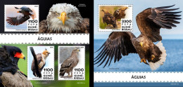 Guinea Bissau 2021, Animals, Eagles, 3val In BF +BF - Adler & Greifvögel