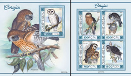 Guinea Bissau 2021, Animals, Owls II, 4val In BF +BF - Eulenvögel