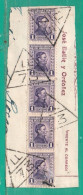 1221 Uruguay 1958 YT 346 X 5 Tira Vertical En Fragmeto -con Matasellos "Triangulares LL73" Indentifica La Ubicación - Uruguay