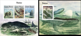 Guinea Bissau 2021, Animals, Whales I, 3val In BF+BF IMPERFORATED - Baleines
