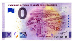 2023-1 FRANCE BILLET TOURISTIQUE 0 EURO SOUVENIR N° UEPF000188 ENSERUNE OPPIDUM ET MUSEE ARCHEOLOGIQUE - Essais Privés / Non-officiels