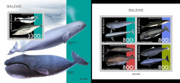 Guinea Bissau 2021, Animals, Whales II, 4val In BF +BF - Whales