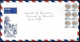 Tonga Marine Life Cover To Dept Of Education, Usage Block 6 X 3s Fish - Tonga (1970-...)