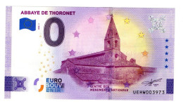 2022-1 FRANCE BILLET TOURISTIQUE 0 EURO SOUVENIR N° UEHW003973 ABBAYE DE THORONET - Essais Privés / Non-officiels