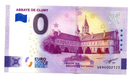 2022-1 FRANCE BILLET TOURISTIQUE 0 EURO SOUVENIR N° UEHV002123 ABBAYE DE CLUNY - Essais Privés / Non-officiels