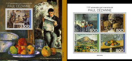 Guinea Bissau 2021, Art, Cezanne, 4val In BF +BF - Impressionisme