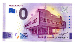 2023-1 FRANCE BILLET TOURISTIQUE 0 EURO SOUVENIR N° UEVN000517 VILLA SAVOYE - Essais Privés / Non-officiels