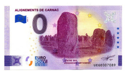 2023-2 FRANCE BILLET TOURISTIQUE 0 EURO SOUVENIR N° UEGE007089 ALIGNEMENTS DE CARNAC - Essais Privés / Non-officiels