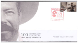 2023 MÉXICO FDC 100 Aniv. Luctuoso General Francisco Villa, SOBRE PRIMER DÍA,  PANCHO VILLA DEATH CENTENARY, HORSE - Mexico