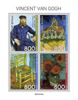 Guinea Bissau 2021, Art, Van Gogh, Church, Sunflower, 4val In BF - Iglesias Y Catedrales