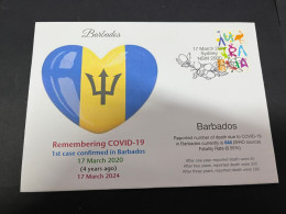 17-3-2024 (3 Y 19) COVID-19 4th Anniversary - Barbados - 17 March 2024 (with OZ Stamp) - Malattie