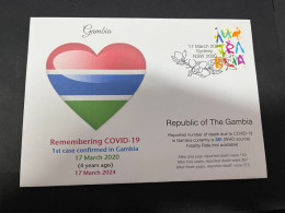 17-3-2024 (3 Y 19) COVID-19 4th Anniversary - Gambia - 17 March 2024 (with OZ Stamp) - Enfermedades