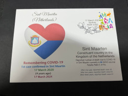 17-3-2024 (3 Y 19) COVID-19 4th Anniversary - Sin Maartin (Netherlands) - 17 March 2024 (with OZ Stamp) - Malattie