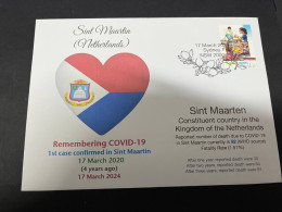 17-3-2024 (3 Y 19) COVID-19 4th Anniversary - Sin Maartin (Netherlands) - 17 March 2024 (with OZ COVID-19 Stamp) - Malattie