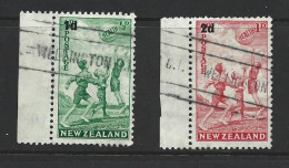 New Zealand 1939 Health Charity Issue Surcharge Set Of 2 Marginal Used , Wellington Slogan Cancels - Oblitérés