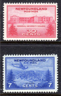 NEWFOUNDLAND - 1943 MEMORIAL & AIRMAIL STAMPS (2V) FINE MOUNTED MINT MM * SG 290-291 - 1908-1947