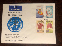 NIGERIA FDC  COVER 1992 YEAR CARDIOLOGY WHO HEALTH MEDICINE STAMPS - Nigeria (1961-...)