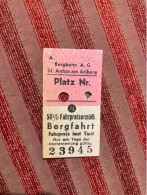 ANCIENS OLD TICKET RAIWAL TRANSPORT CHEMINS DE FER SUISSE BERGBAHN 6ST. ANTON AM ARLBERG  5/1/1947 - Europa