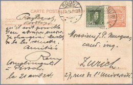 LUXEMBOURG - 1924 12½c+7½c Marie-Adélaïde CARITAS Uprates 20c Arms Postal Card To SWITZERLAND - 1914-24 Marie-Adélaïde