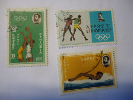 ETHIOPIA  USED  3 STAMPS OLYMPIC GAMES  BASKETBALL BOXES DIVING - Ethiopie