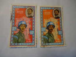 ETHIOPIA  USED  2 STAMPS SOLDIERS  1962 - Ethiopie