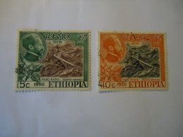 ETHIOPIA  USED   2 STAMPS BRIDGES  1950 - Ethiopia