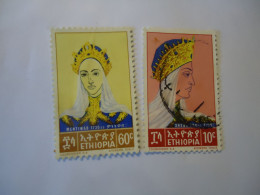 ETHIOPIA  USED   2 STAMPS QUEEN SHEBA , MENTIWAB1964 - Ethiopie