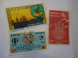 ETHIOPIA  USED  3  STAMPS  ANNIVERSARIES - Ethiopie