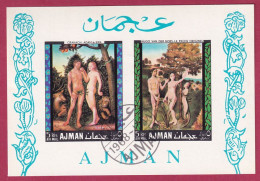 Ajman Block 41 Gestempelt, Genälde Von Adam Un Eva (Nr.1969) - Nudes