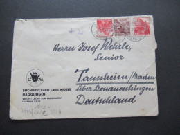 Schweiz 1942 Zensursbeleg Hägglingen - Tannheim Mehrfachzensur / OKW Zensurstreifen Geöffnet Rückseitig Verschlussmarke - Storia Postale