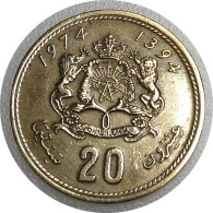 Monnaie Maroc - 1394 (1974)   - 20 Santimat Hassan II 2nd Effigie - Morocco