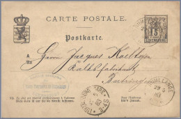 LUXEMBOURG - 1893 Société Anonyme HAUTS FOURNEAUX DE RUMELANGE - 5c Gray Allegory Postal Card To Bartringen - 1882 Allégorie