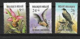 BELGIQUE 1987 ANNEE DE L'ENVIRONNEMENT-FAUCON-ORCHIDEES-CHAUVE SOURIS YVERT  N°2244/2246 NEUF MNH** - Adler & Greifvögel