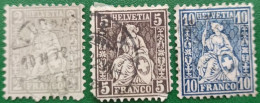 SVIZZERA 1862 HELVETIA SEDUTA 2-5-10c - Used Stamps