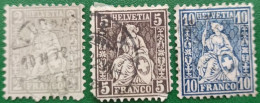 SVIZZERA 1862 HELVETIA SEDUTA 2-5-10c - Gebruikt