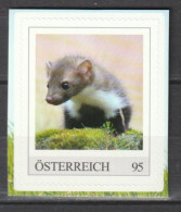 Österreich Personalisierte BM Tiere Im Garten Marder ** Postfrisch Selbstklebend - Timbres Personnalisés