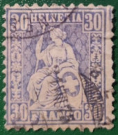 SVIZZERA 1867 HELVETIA SEDUTA  30c - Oblitérés