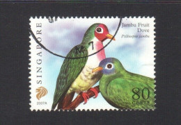 SINGAPORE 2007 JAMBU FRUIT DOVE, BIRD, $0.80 1ST PRINT (2007A) 1 STAMP IN FINE USED (**) - Singapour (1959-...)