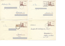 Poland Envelope (0949) Set4: Used Ck 51 S.71.IV+71.VI+71.VII+72.I Wladyslaw Broniewski Poet (postal Circulation) - Stamped Stationery