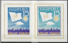 Albania Mnh ** Imperf And Perf Sheet 1964 Olympics 50 Euros - Albania