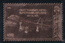 DOMINIQUE - Timbre OR 23 Carats - Concorde Premier Avion Ligne Supersonique 25-05-1976 - Neuf ** (MNH) Sans Charniere - Concorde